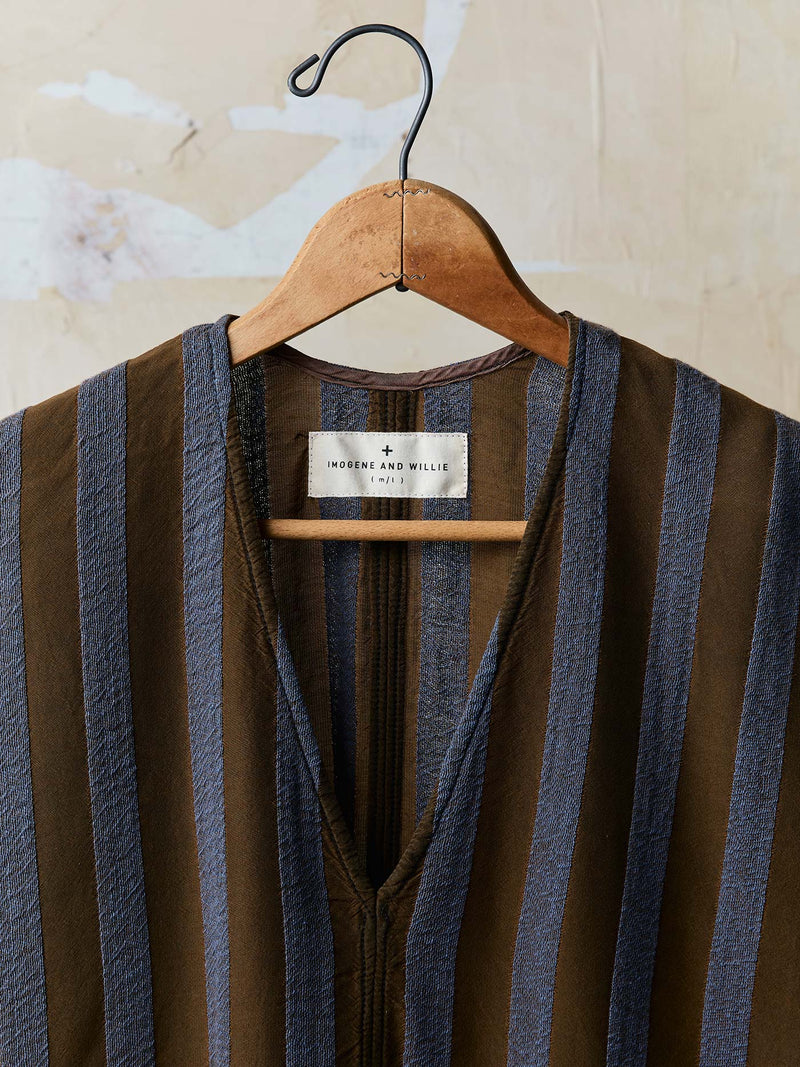 indigo jacquard stripe caftan - Model